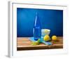 Lemons and Bottle Still Life-null-Framed Art Print