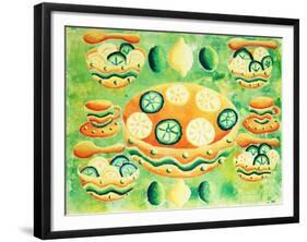 Lemons and Limes with Bowls, 2006-Julie Nicholls-Framed Giclee Print