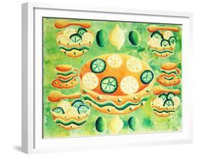 Lemons and Limes with Bowls, 2006-Julie Nicholls-Framed Giclee Print