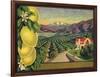 Lemons and Orchard - Citrus Crate Label-Lantern Press-Framed Art Print