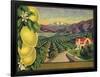 Lemons and Orchard - Citrus Crate Label-Lantern Press-Framed Art Print