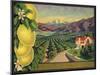 Lemons and Orchard - Citrus Crate Label-Lantern Press-Mounted Art Print