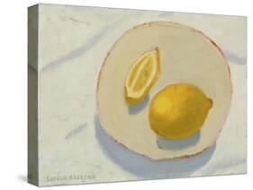 Lemons on Handmade Plate-Sophie Harding-Stretched Canvas