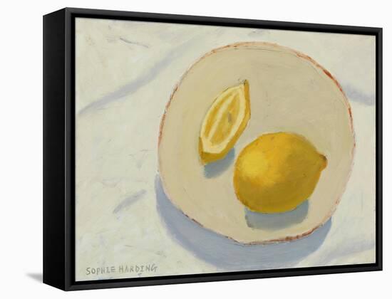 Lemons on Handmade Plate-Sophie Harding-Framed Stretched Canvas