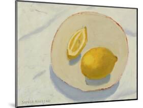 Lemons on Handmade Plate-Sophie Harding-Mounted Giclee Print