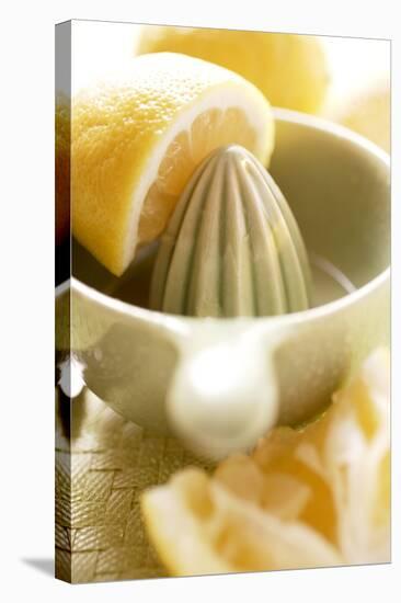 Lemons with Lemon Squeezer-Foodcollection-Stretched Canvas