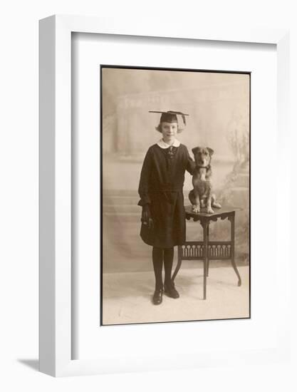 Lena - Evidently a Studious Young Lady - Poses with Her Dog-null-Framed Photographic Print