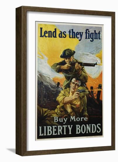 Lend as They Fight - Buy More Liberty Bonds Poster-Sidney H. Riesenberg-Framed Giclee Print