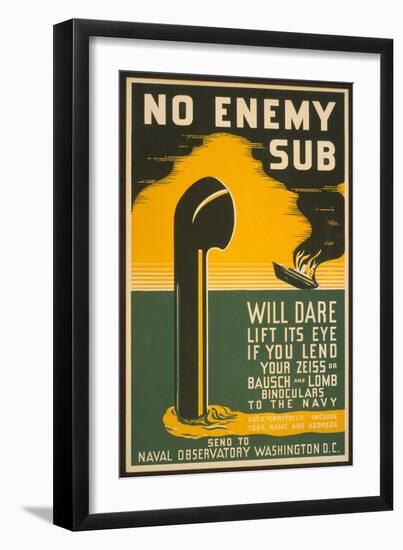 Lend Your Binoculars to the Navy, WW II Poster-null-Framed Art Print