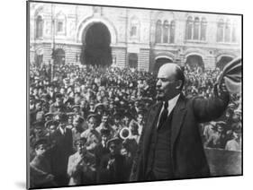 Lenin Addressing a Crowd in Red Square, Moscow, Russian Revolution, October 1917-null-Mounted Giclee Print