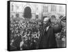 Lenin Addressing a Crowd in Red Square, Moscow, Russian Revolution, October 1917-null-Framed Stretched Canvas