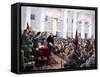 Lenin Haranguing Deputies of the 2nd Soviet Congress, Smolny Palace, St Petersburg, 1917-null-Framed Stretched Canvas