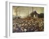 Lenin Speaking to Workers of the Poutilov Factory, 1917-Isaak Brodsky-Framed Art Print
