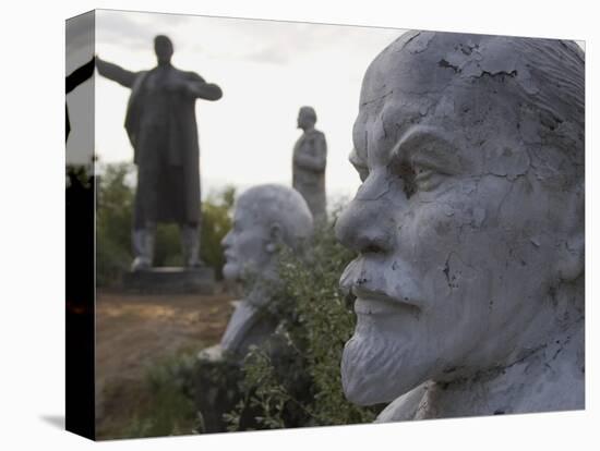 Lenin Statues, Semey, Kazakhstan-Ian Trower-Stretched Canvas