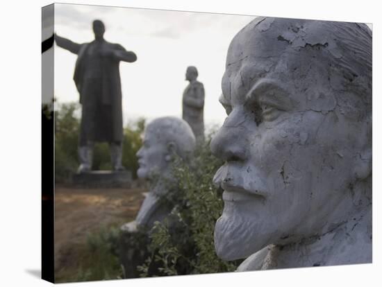 Lenin Statues, Semey, Kazakhstan-Ian Trower-Stretched Canvas
