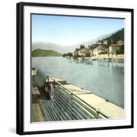 Lenno (Italy), the Village Seen from Lake Como, Circa 1890-Leon, Levy et Fils-Framed Photographic Print