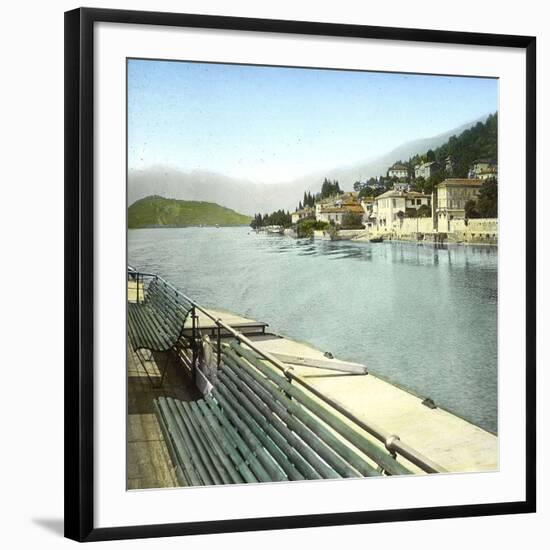 Lenno (Italy), the Village Seen from Lake Como, Circa 1890-Leon, Levy et Fils-Framed Photographic Print