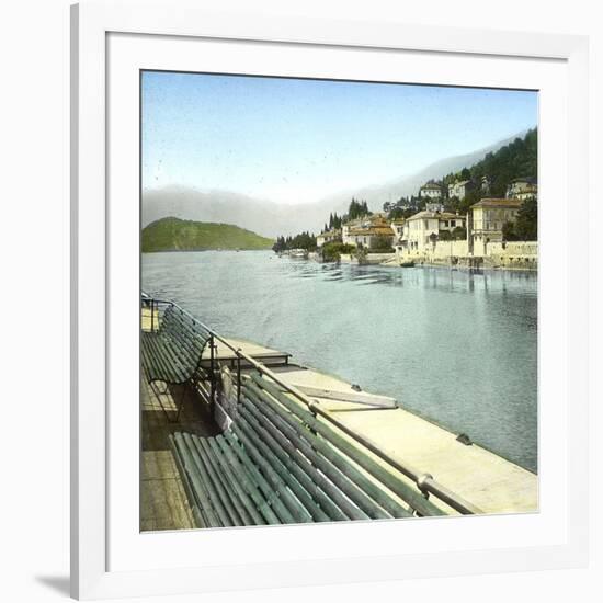 Lenno (Italy), the Village Seen from Lake Como, Circa 1890-Leon, Levy et Fils-Framed Photographic Print