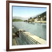 Lenno (Italy), the Village Seen from Lake Como, Circa 1890-Leon, Levy et Fils-Framed Photographic Print