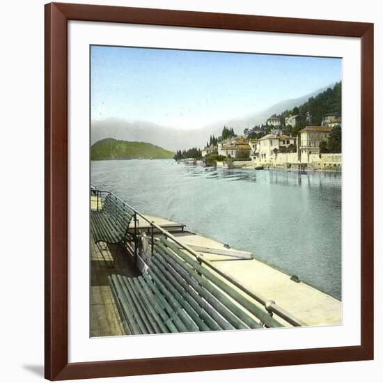 Lenno (Italy), the Village Seen from Lake Como, Circa 1890-Leon, Levy et Fils-Framed Photographic Print