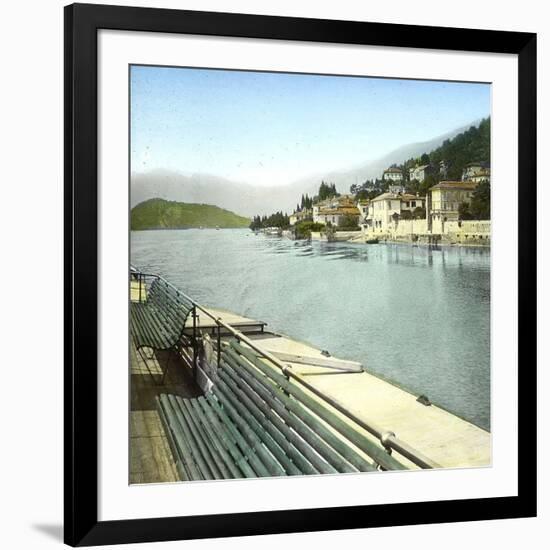 Lenno (Italy), the Village Seen from Lake Como, Circa 1890-Leon, Levy et Fils-Framed Photographic Print