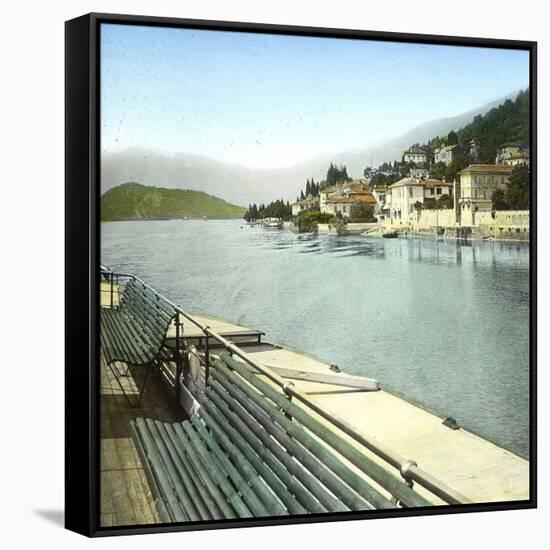 Lenno (Italy), the Village Seen from Lake Como, Circa 1890-Leon, Levy et Fils-Framed Stretched Canvas