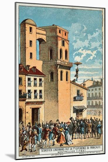 Lenormand Jumps from the Tower of the Montpellier Observatory, 1783, 19th Century-null-Mounted Giclee Print