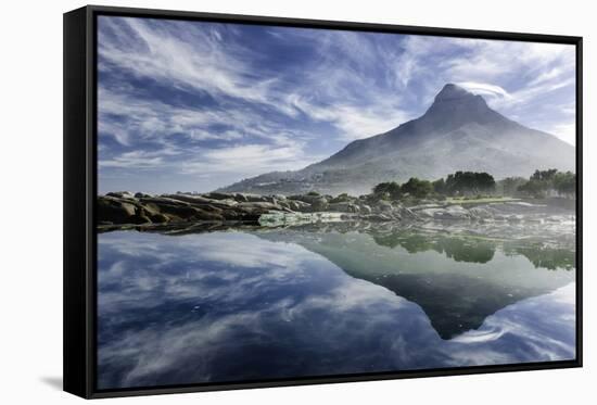 Lenticular Cloud Above Lion's Head on Signal Hill Reflected in Ocean, Camp's Bay, Cape Town-Kimberly Walker-Framed Stretched Canvas