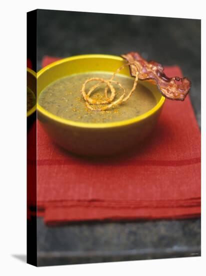 Lentil Soup with Bacon, Fried Onions and Walnut Oil-Akiko Ida-Stretched Canvas