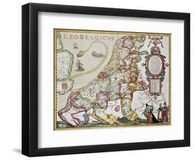 Leo Belgicus: Belgium And Netherlands Old Map In The Form Of A Lion-marzolino-Framed Art Print