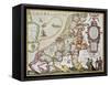 Leo Belgicus: Belgium And Netherlands Old Map In The Form Of A Lion-marzolino-Framed Stretched Canvas