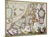 Leo Belgicus: Belgium And Netherlands Old Map In The Form Of A Lion-marzolino-Mounted Art Print