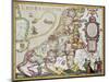 Leo Belgicus: Belgium And Netherlands Old Map In The Form Of A Lion-marzolino-Mounted Art Print