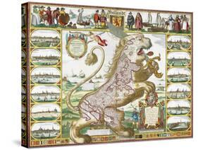 Leo Hollandicus' by Nicolas Visscher.A Map Of Holland-Visscher-Stretched Canvas