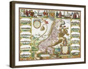 Leo Hollandicus' by Nicolas Visscher.A Map Of Holland-Visscher-Framed Giclee Print