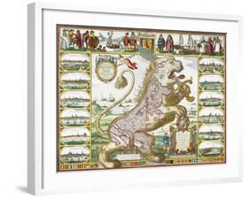 Leo Hollandicus' by Nicolas Visscher.A Map Of Holland-Visscher-Framed Giclee Print