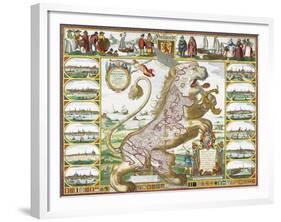 Leo Hollandicus' by Nicolas Visscher.A Map Of Holland-Visscher-Framed Giclee Print