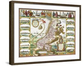 Leo Hollandicus' by Nicolas Visscher.A Map Of Holland-Visscher-Framed Giclee Print