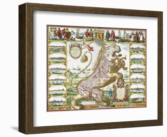 Leo Hollandicus' by Nicolas Visscher.A Map Of Holland-Visscher-Framed Giclee Print