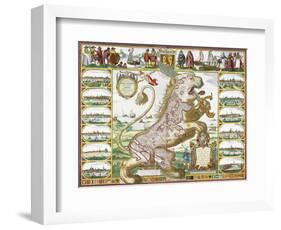 Leo Hollandicus' by Nicolas Visscher.A Map Of Holland-Visscher-Framed Giclee Print