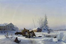 Sledge on Ice (Winter in a Former Wine Village), 1849-Leo Lagorio-Framed Stretched Canvas