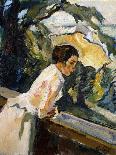 On the Shore (Young Woman Walking on a River Shore)-Leo Putz-Framed Art Print