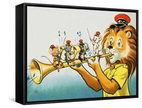 Leo the Friendly Lion-Virginio Livraghi-Framed Stretched Canvas