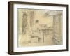 Leo Tolstoy (1818-1910) in His Study, 1891 (Pencil on Paper)-Ilya Efimovich Repin-Framed Giclee Print