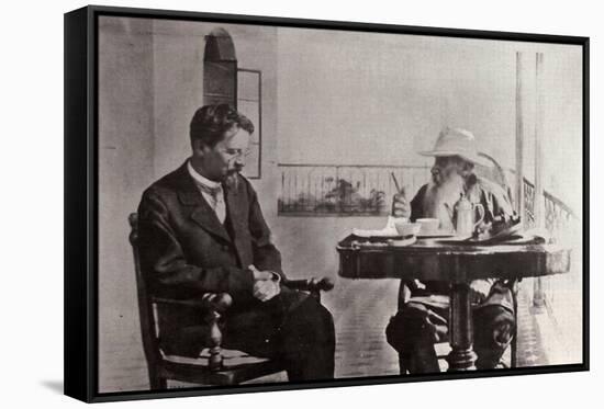 Leo Tolstoy and Anton Chekhov, Russian Authors, 1902-Sophia Tolstaya-Framed Stretched Canvas