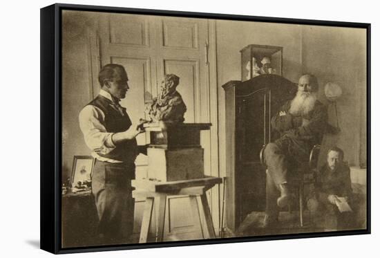 Leo Tolstoy and the Sculptor Prince Paolo Troubetzkoy-Sophia Andreevna Tolstaya-Framed Stretched Canvas
