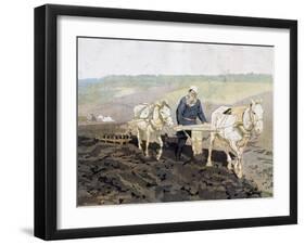 Leo Tolstoy Working in Field, 1887-Ilya Efimovich Repin-Framed Giclee Print