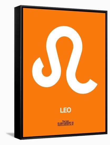 Leo Zodiac Sign White on Orange-NaxArt-Framed Stretched Canvas