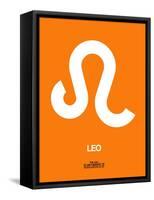 Leo Zodiac Sign White on Orange-NaxArt-Framed Stretched Canvas