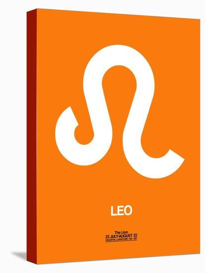 Leo Zodiac Sign White on Orange-NaxArt-Stretched Canvas